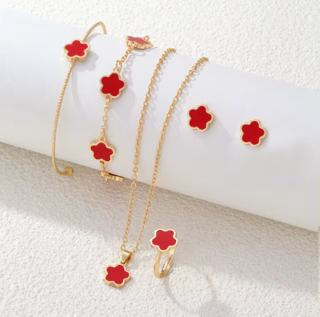 5 Piece Clover Set Gold / Red