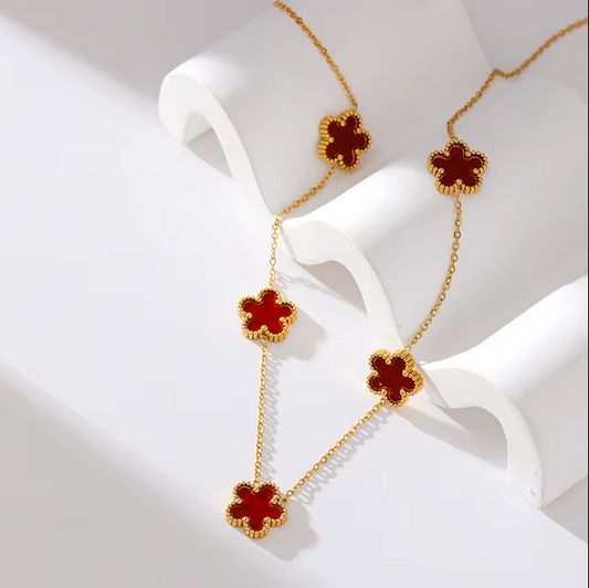 Clover Necklace Gold / Red